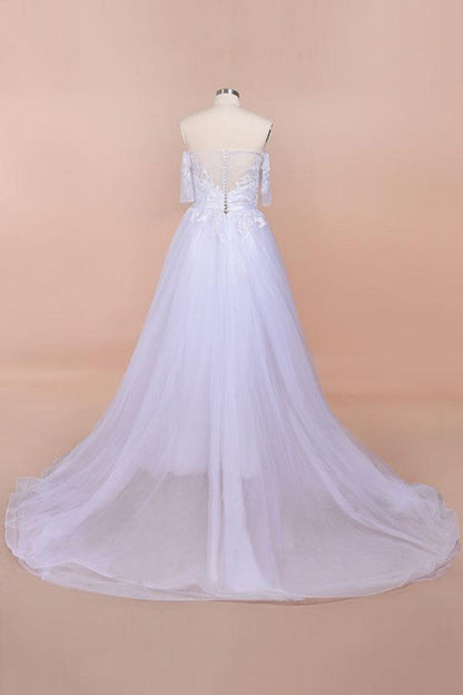 A-line Off-the-shoulder Appliques Wedding Dress