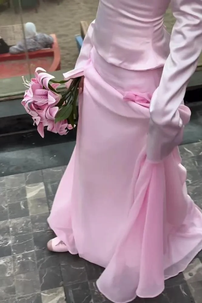 Elegant Pink Off Shoulder Sheath Long Party Dress Lovely Birthday Outfits Prom Dress, HZ0319