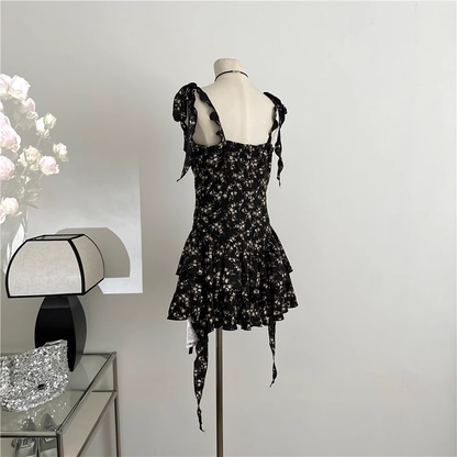 New Simple Floral Design A-line Sleeveless Spaghetti Strap Dress HZ1024