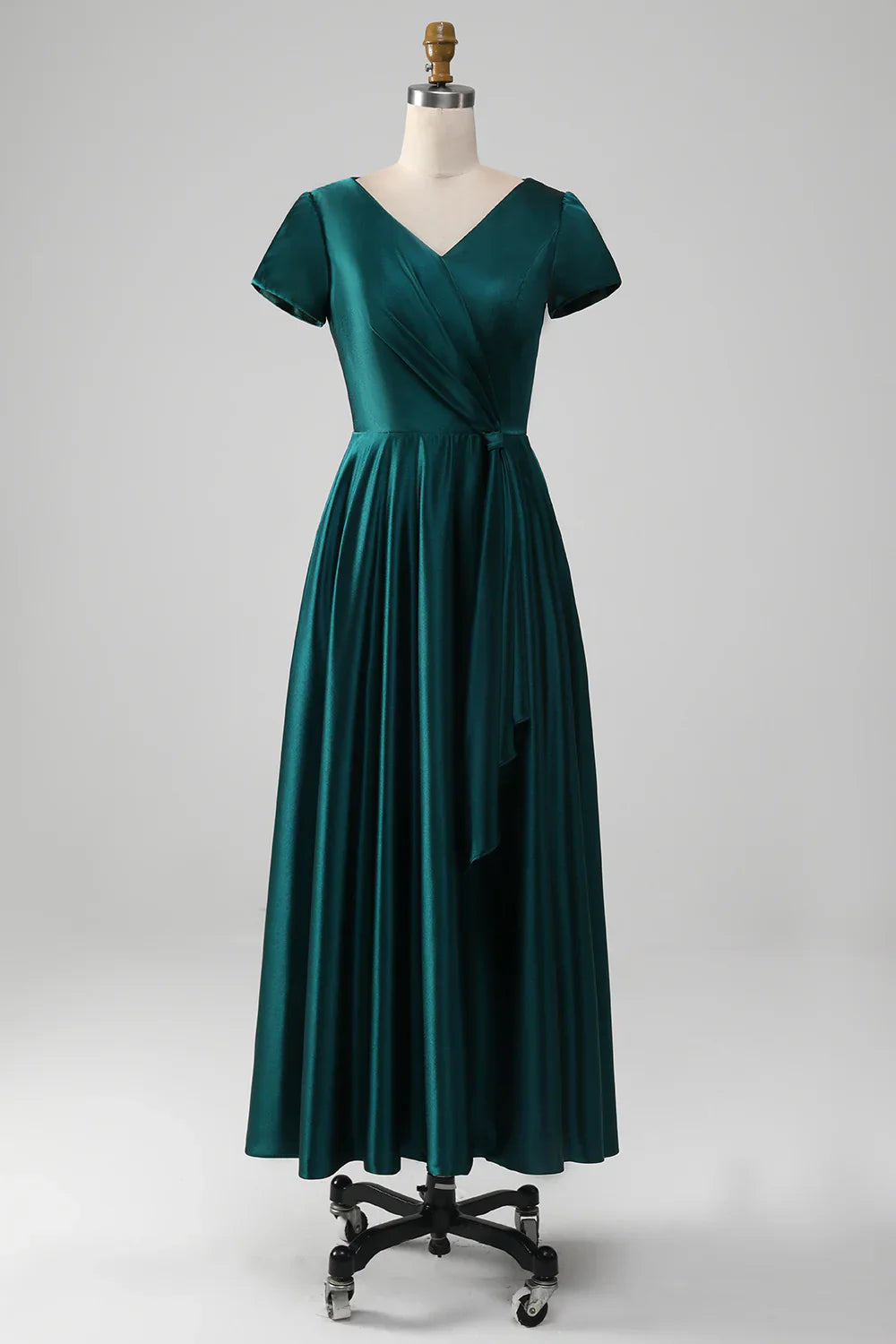 A-line V-neck Satin Mother of the Bride Dress
