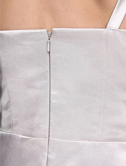 Sheath / Column Mother of the Bride Dress Two Piece Spaghetti Strap Floor Length Stretch Satin Sleeveless yes with Pleats