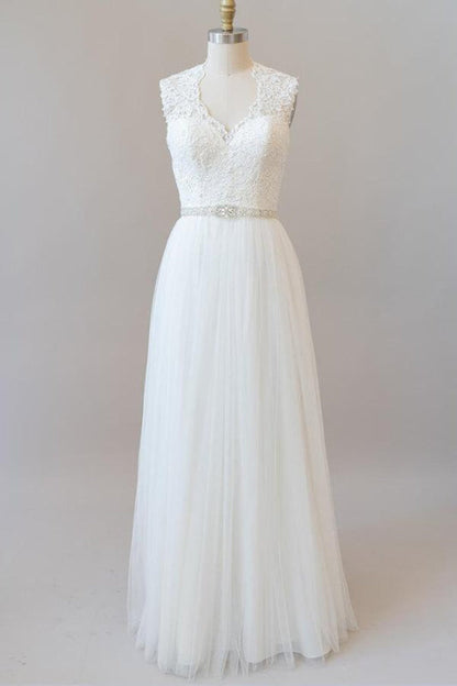 Amazing Beading Lace Tulle A-line Wedding Dress