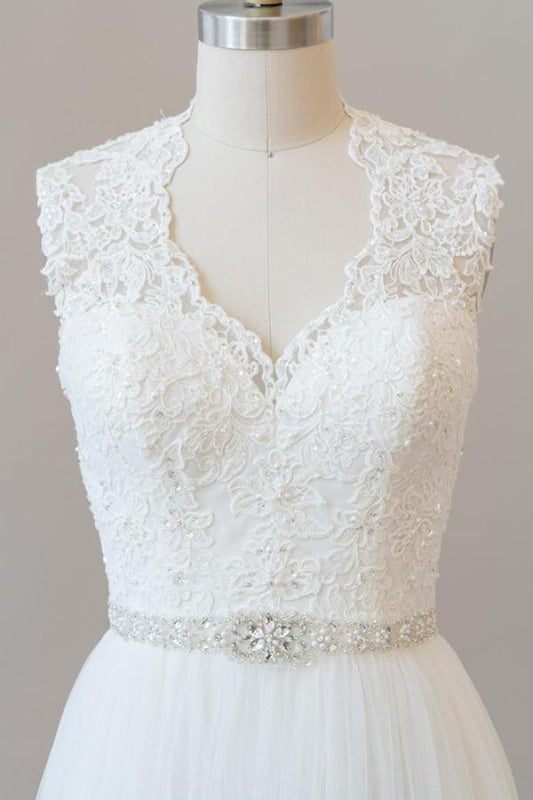 Amazing Beading Lace Tulle A-line Wedding Dress