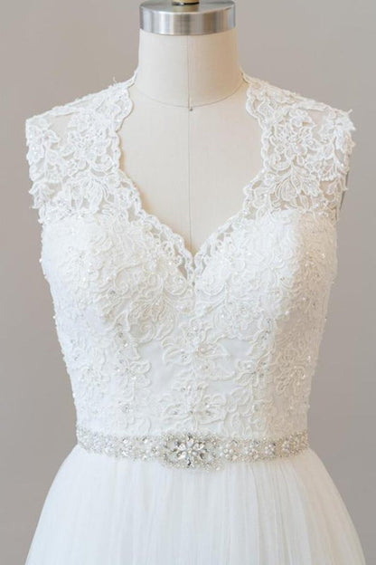 Amazing Beading Lace Tulle A-line Wedding Dress