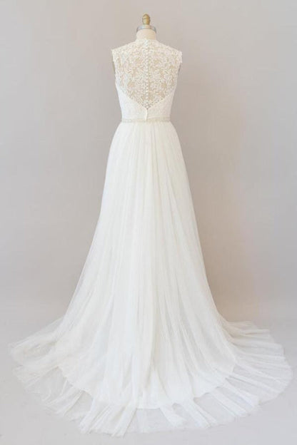 Amazing Beading Lace Tulle A-line Wedding Dress