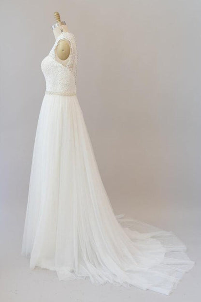 Amazing Beading Lace Tulle A-line Wedding Dress