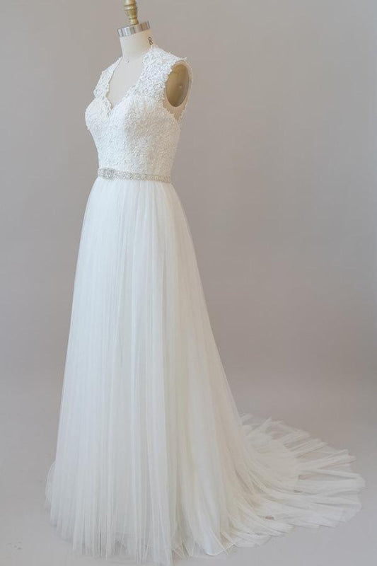 Amazing Beading Lace Tulle A-line Wedding Dress