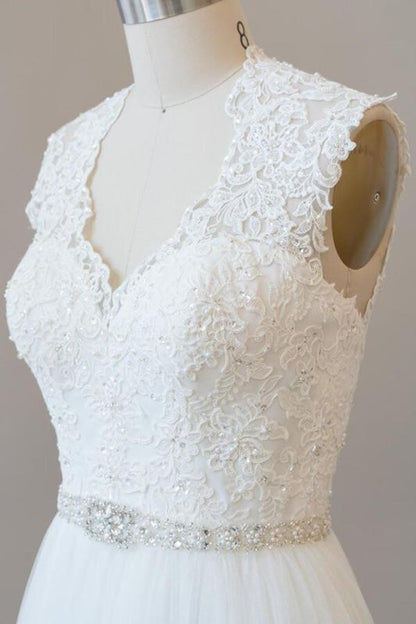 Amazing Beading Lace Tulle A-line Wedding Dress