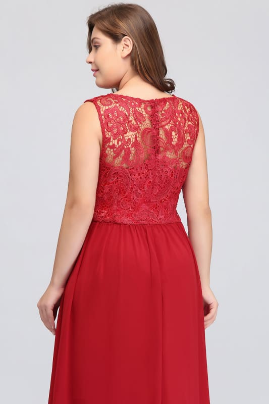 Amazing Jewel Neck Lace Chiffon Evening Dress Sleveless Floor Length Formal Dress