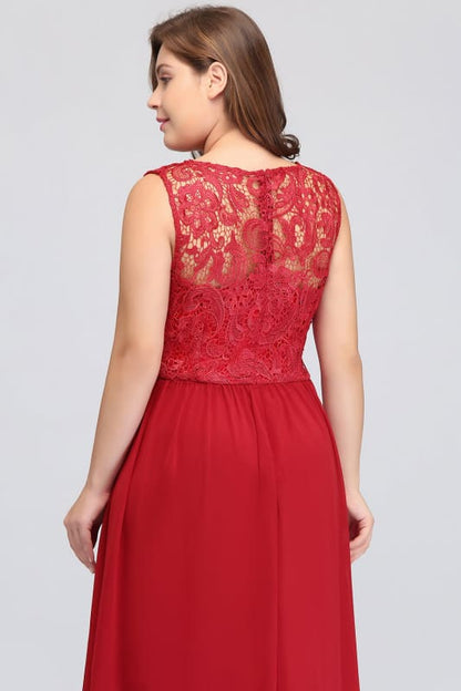 Amazing Jewel Neck Lace Chiffon Evening Dress Sleveless Floor Length Formal Dress