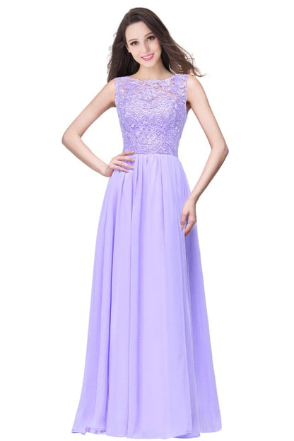 Amazing Jewel Neck Lace Chiffon Evening Dress Sleveless Floor Length Formal Dress