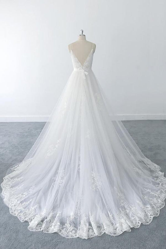 Amazing Ruffle Appliques Tulle A-line Wedding Dress