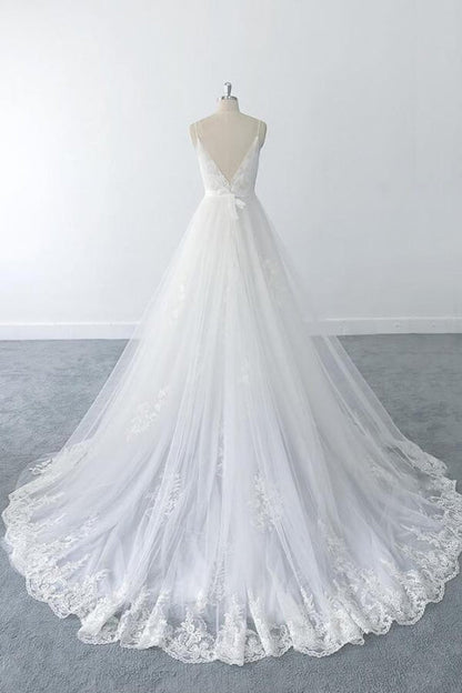 Amazing Ruffle Appliques Tulle A-line Wedding Dress