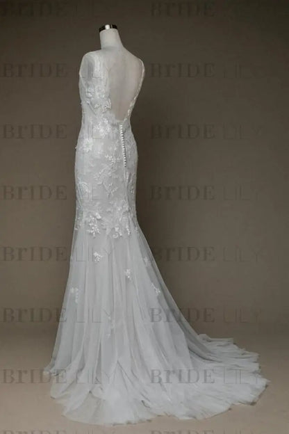 Amazing V-neck Appliques Mermaid Wedding Dress