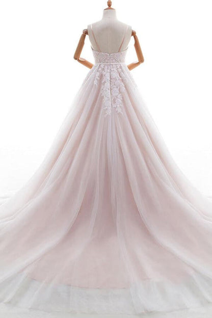 Appliques Spaghetti Strap A-line Wedding Dress