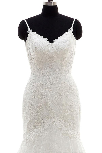 Appliques Spaghetti Strap Mermaid Wedding Dress
