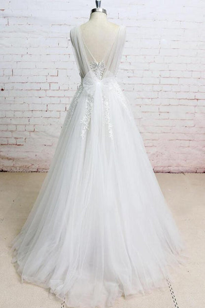 Appliques Tulle Ruffle A-line Wedding Dress