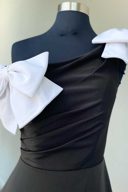 Blue One-Shoulder Bodycon Short Party Dress with Bows