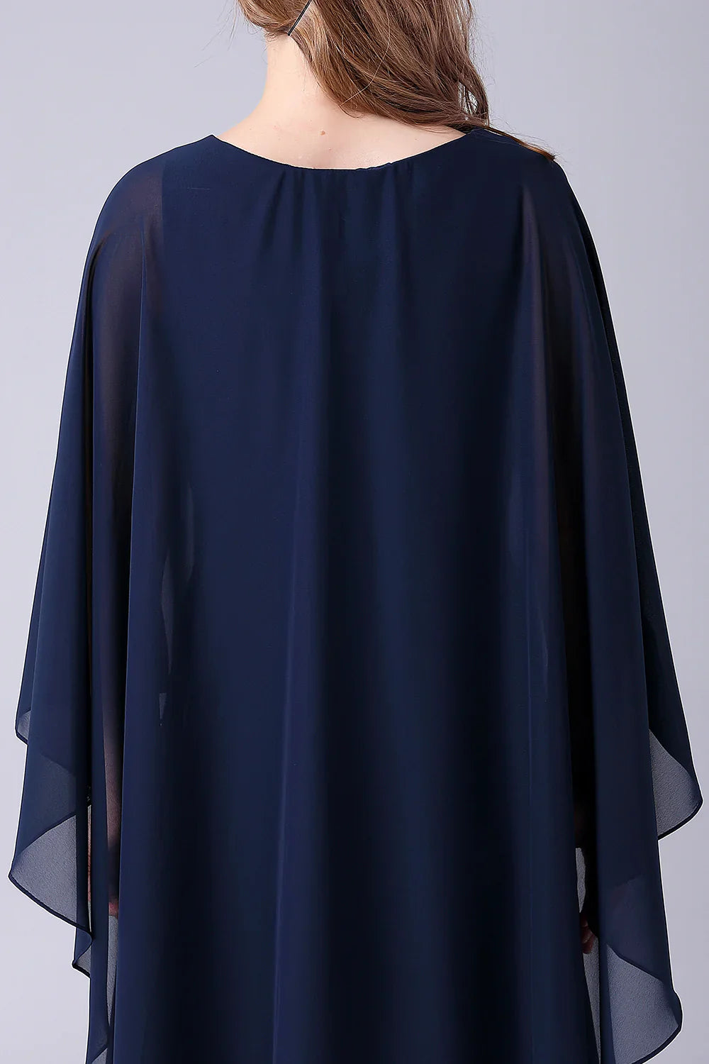 A-Line Scoop Neck Chiffon Floor-Length Mother of the Bride Dress