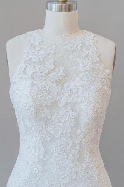 Awesome Illusion Lace Mermaid Wedding Dress