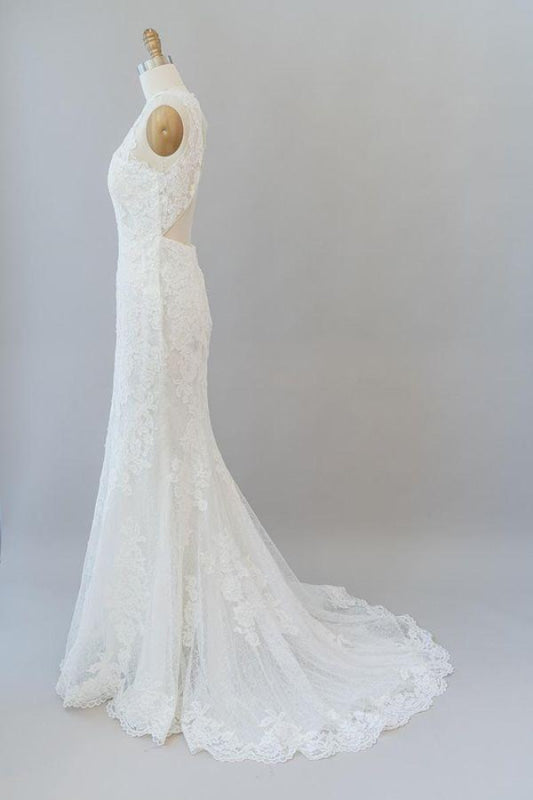 Awesome Illusion Lace Mermaid Wedding Dress