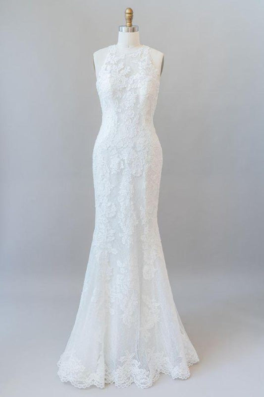 Awesome Illusion Lace Mermaid Wedding Dress