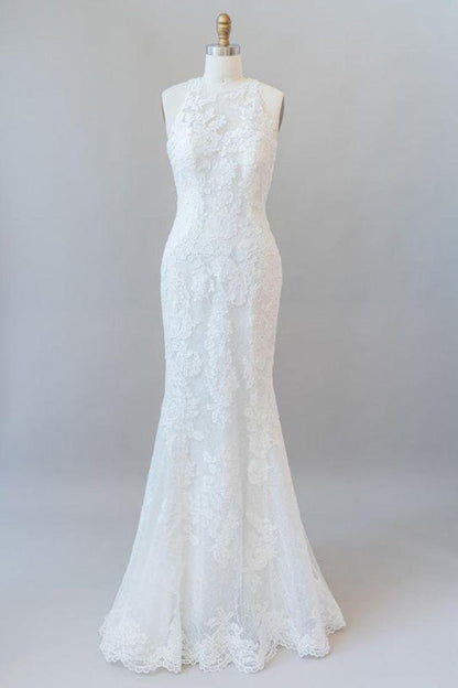 Awesome Illusion Lace Mermaid Wedding Dress