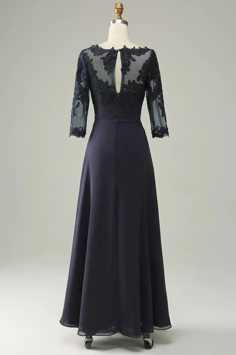 A-line Asymmetrical Mother of Bride Dress with Long Sleeves