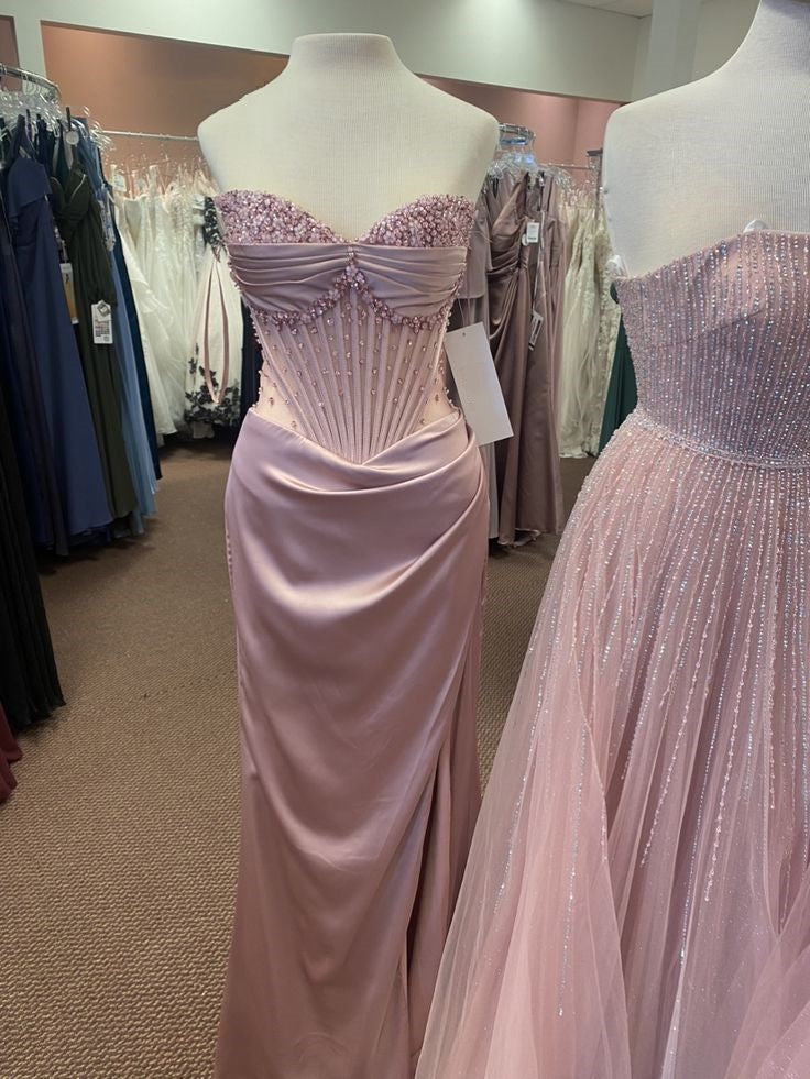 Pink/green/blue Gorgeous Shiny Exquisite Beaded Long Slit Elegant Sexy Prom Dress Evening Dress Party Dress gh3231