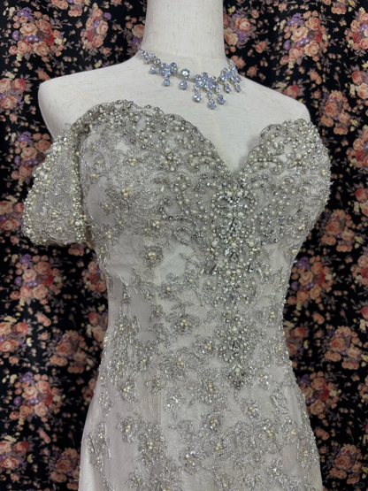 Gorgeous Shiny Sequin Sweetheart Off-the-shoulder Mermaid Floor-length Prom Dress Birthday Dress Evening Dress HZ1024