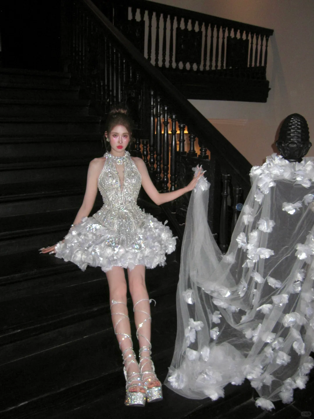 Gorgeous Glittering Silvery Beaded Sequined A-Line Halter Dress Design Party Dress Homecoming Dress HZ1024