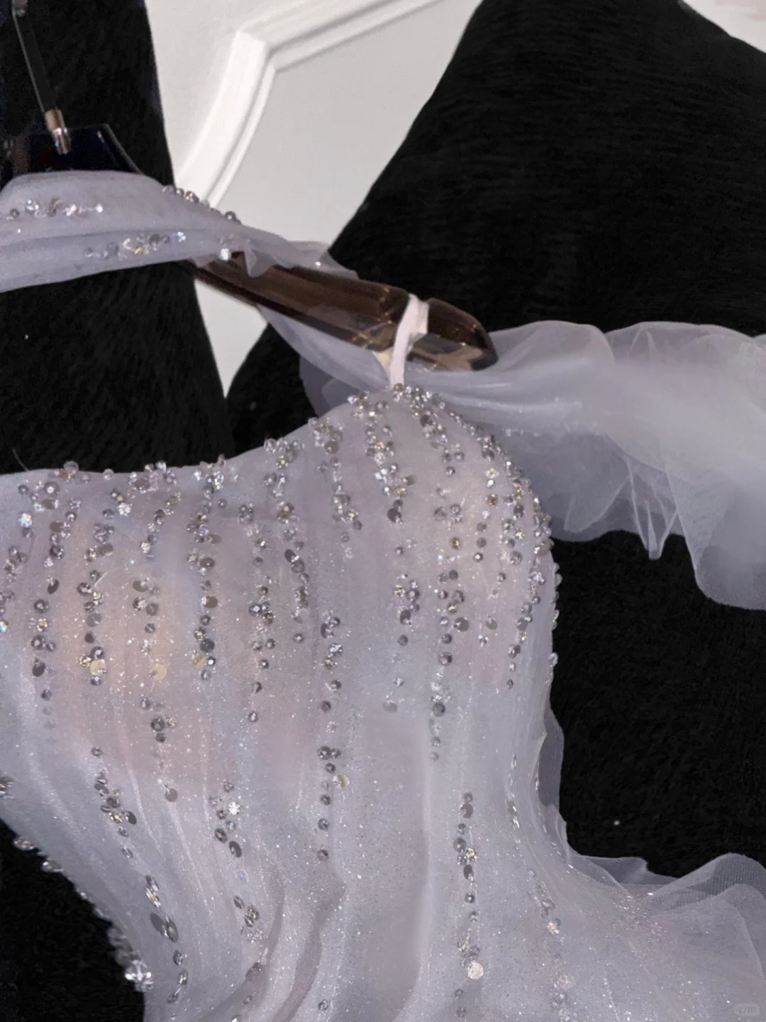 Fashion Sparkling White Beaded Sequin Mermaid Elegant Tulle Evening Dress Prom Dresses HZ1024