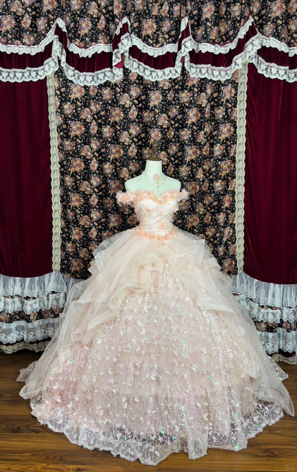 Elegant Sweetheart Beaded Off-the-shoulder Sweet 16 Quinceanera Strapless A-Line Floor-length Prom Dress Evening Dress Ball Gown HZ1024