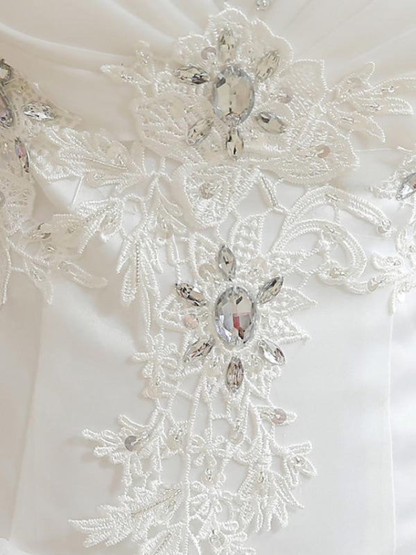 Ball Gown Wedding Dresses Sweetheart Neckline Floor Length Organza Strapless Glamorous Sparkle & Shine