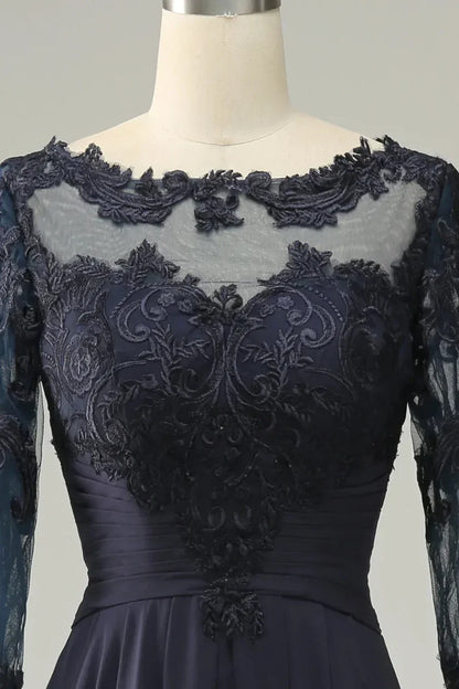 A-line Asymmetrical Mother of Bride Dress with Long Sleeves