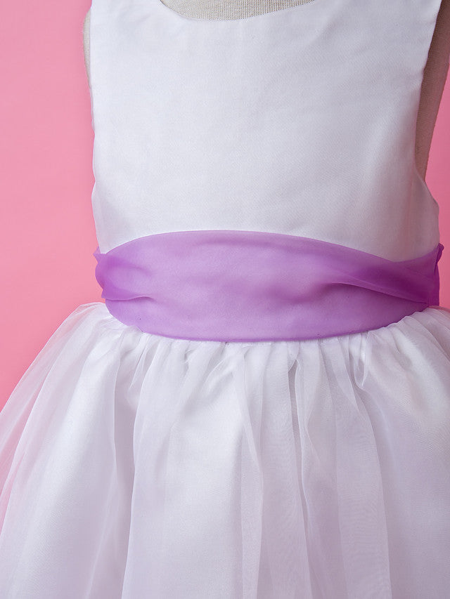 Beautiful A-Line Satin Sleeveless Jewel Flower Girl Dress with Buttons