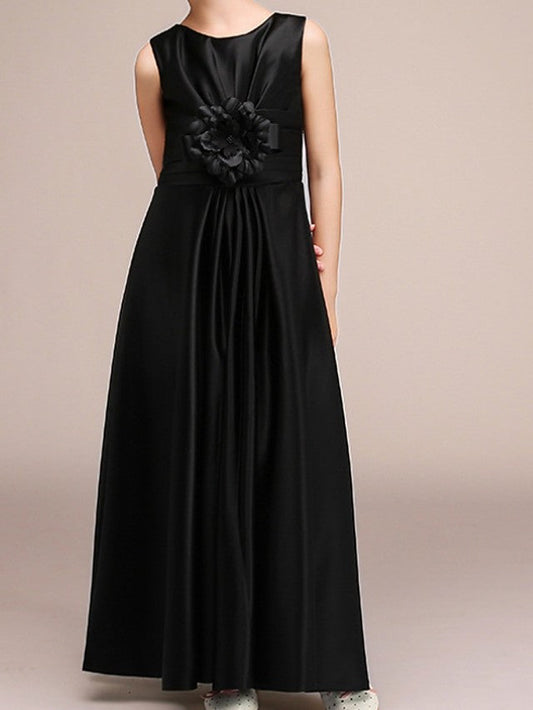 Beautiful A-Line Sleeveless Jewel Neck Floor Length Flower Girl Dresses with Pleats