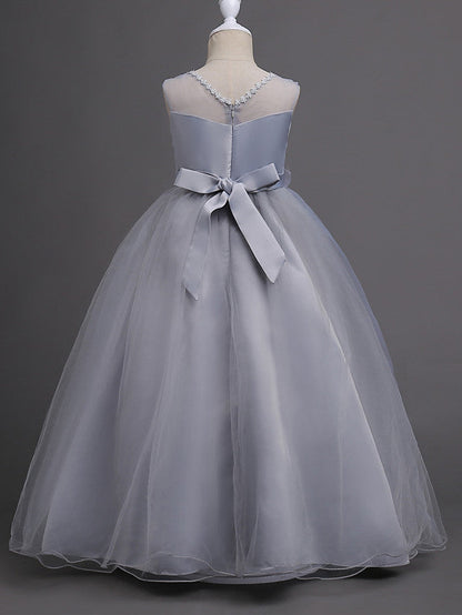 Beautiful Princess Wedding Flower Girl Dress with Belt Appliques