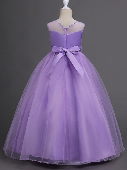 Beautiful Princess Wedding Flower Girl Dress with Belt Appliques