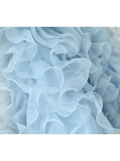 Beautiful Sleeveless Jewel Neck Flower Girl Dress With Sash & Ribbon Flower