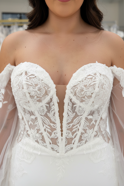 Beautiful Sweetheart Appliques Lace Mermaid Wedding Dresses