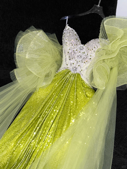 Sparkling Green Sequined Design Elegant Mermaid Prom Dress Evening Dress HZ1024