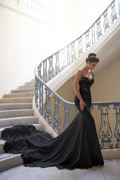 Stunning Spaghetti Straps Wedding Dress | Mermaid Chiffon Lace Bridal Dress