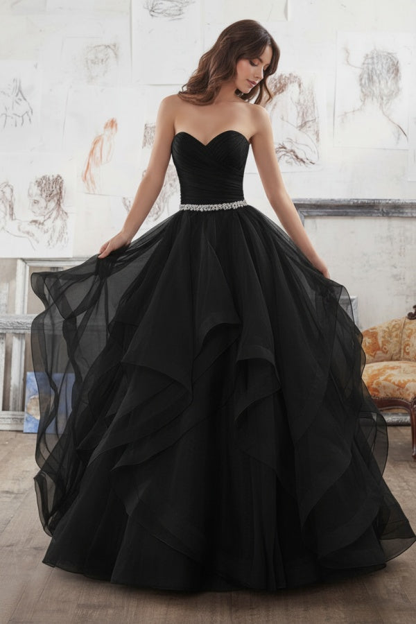 Sweetheart Ball Gown Wedding Dresses Sleeveless Asymmetric Tulle Bridal Gown