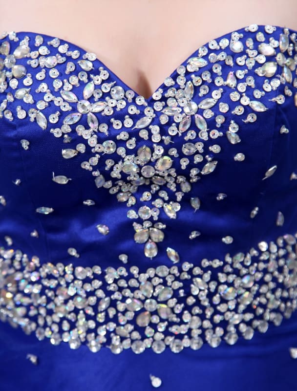 Blue Wedding Dress Tulle Backless Strapless Sweetheart Neckline Train Bridal Gown