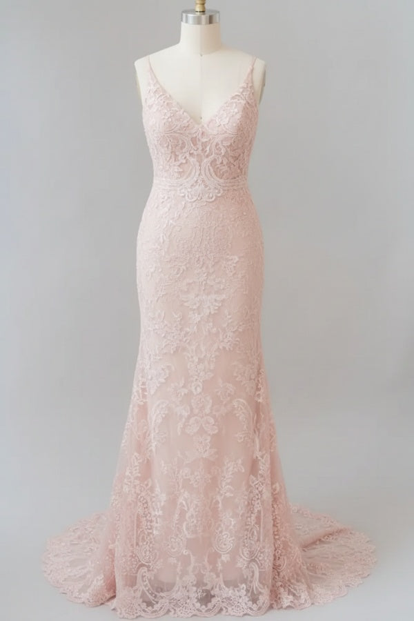 Elegant Appliques V-neck Sheath Wedding Dress Sleeveless