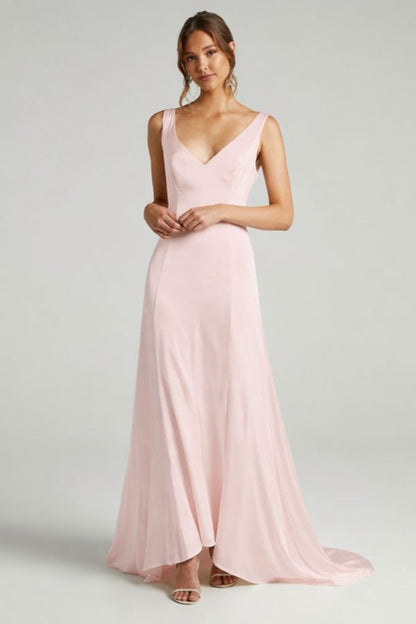 White Simple Wedding Dress A-Line V-Neck Sleeveless Backless Chiffon Bridal Dresses