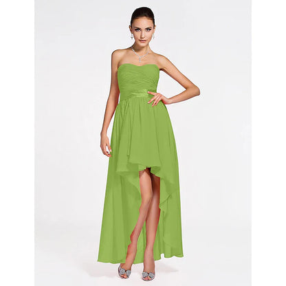 Ball Gown / A-Line Bridesmaid Dress Sweetheart Neckline / Strapless Sleeveless Lace Up Asymmetrical / Short / Mini Chiffon with Criss Cross / Ruched / Draping