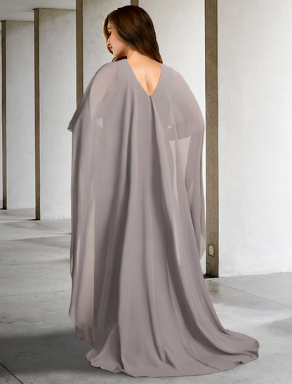 A-Line Plus Size Curve Mother of the Bride Dresses Elegant Dress Formal Sleeveless Chiffon with Slit