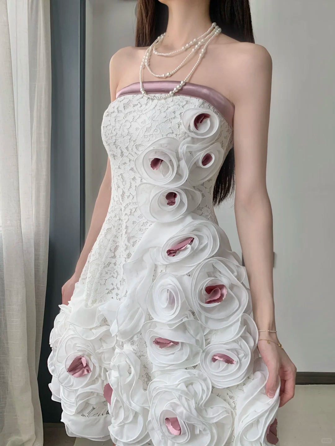 Vintage 3D Flowers Applique Strapless Design A-Line Short Homecoming Dress Party Dress HZ1024